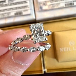 Neil Lane Premiere Diamond Certified Engagement Ring 14K White Gold Full Set